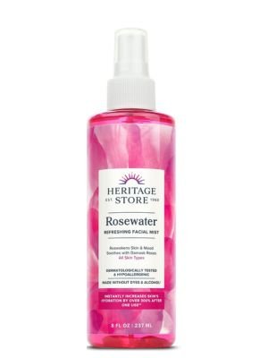 HERITAGE STORE Rosewater - Refreshing Facial Mist for Glowing Skin with Damask Rose, All Skin Types - Rose Water Spray for Face, Made Without Dyes or Alcohol, Hypoallergenic, Vegan, Cruelty Free